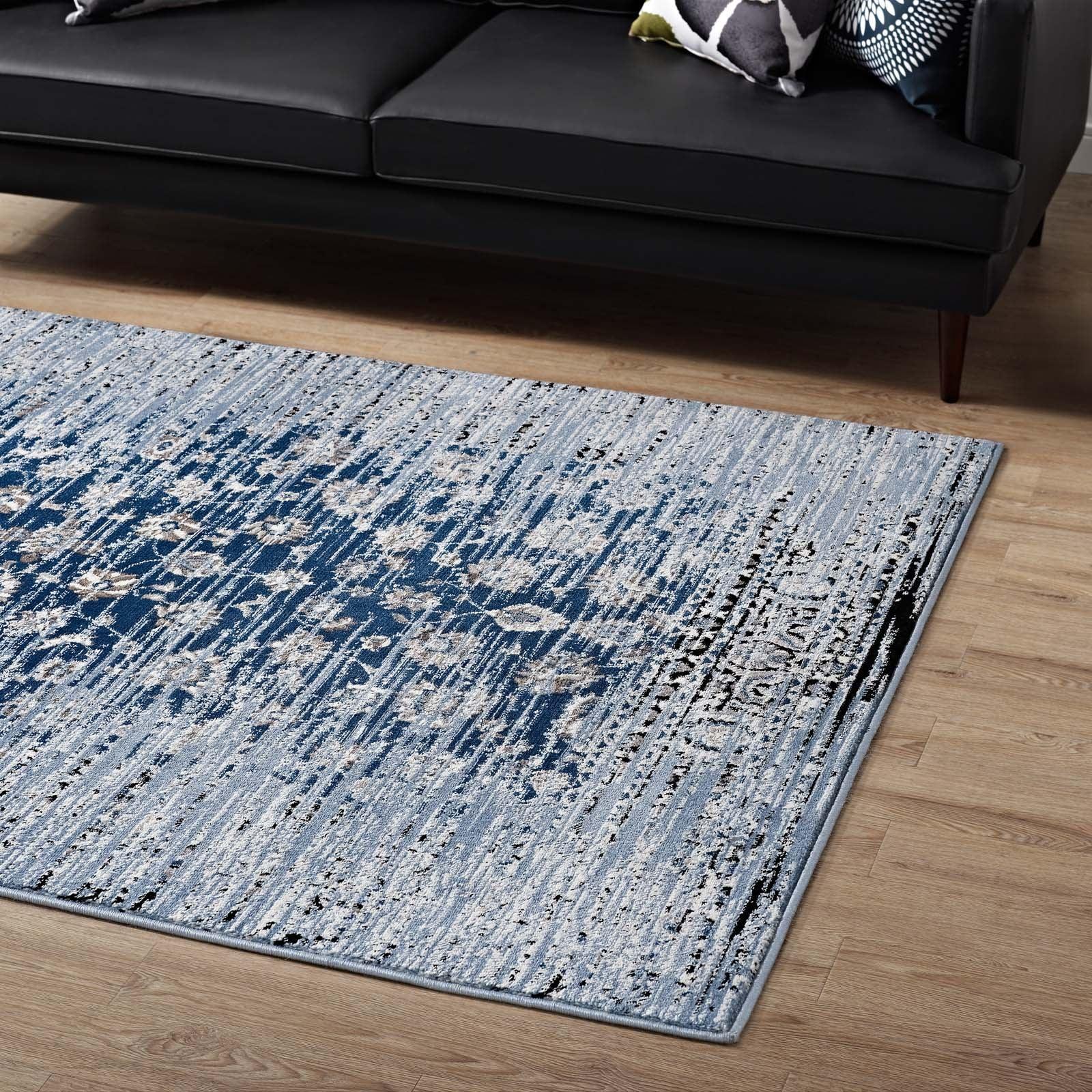 Modway Chiara Distressed Floral Lattice Contemporary Area Rug FredCo