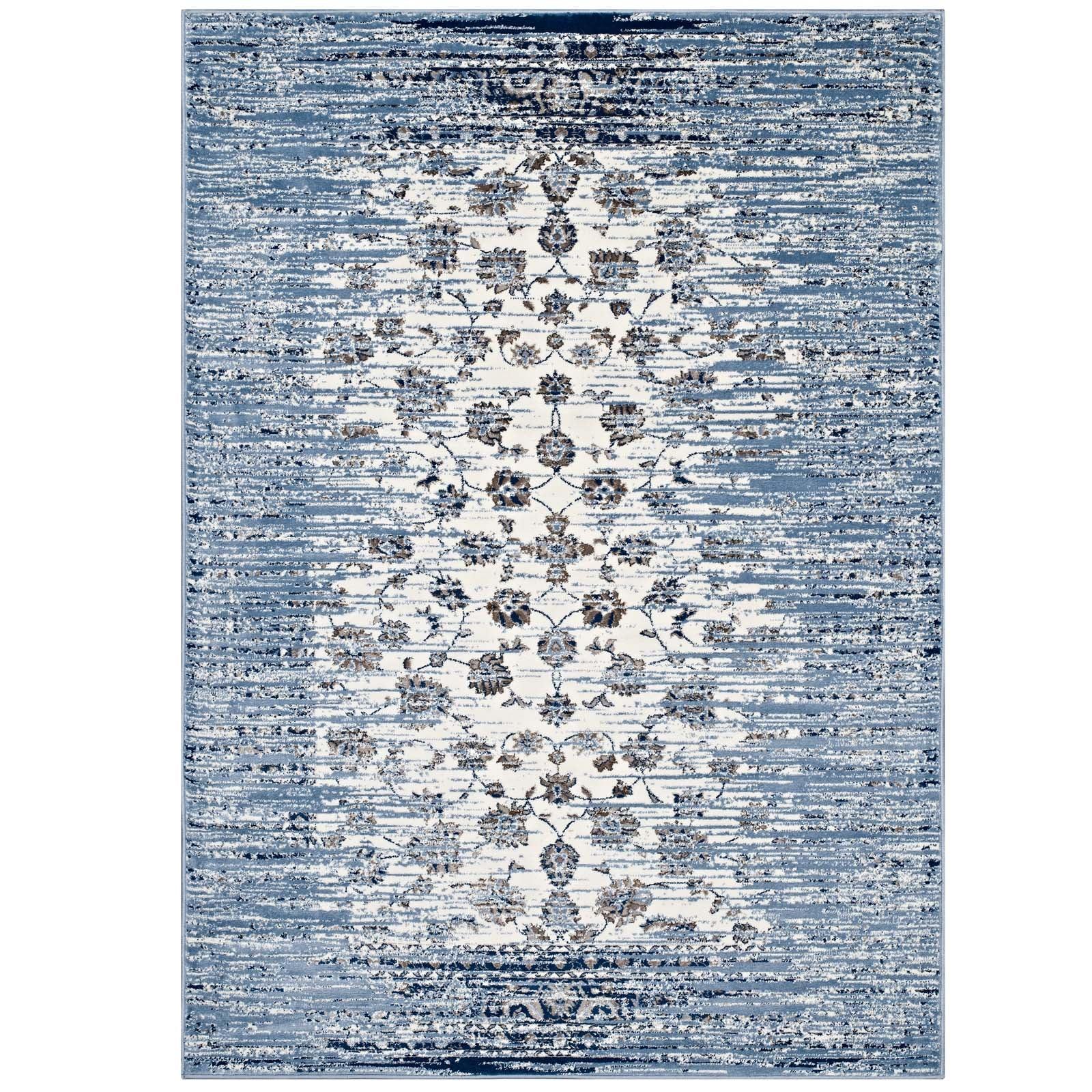 Modway Chiara Distressed Floral Lattice Contemporary Area Rug FredCo