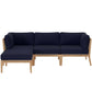 Modway Clearwater Outdoor Patio Teak Wood 4-Piece Sectional Sofa FredCo