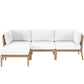 Modway Clearwater Outdoor Patio Teak Wood 4-Piece Sectional Sofa FredCo
