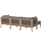 Modway Clearwater Outdoor Patio Teak Wood 4-Piece Sectional Sofa FredCo
