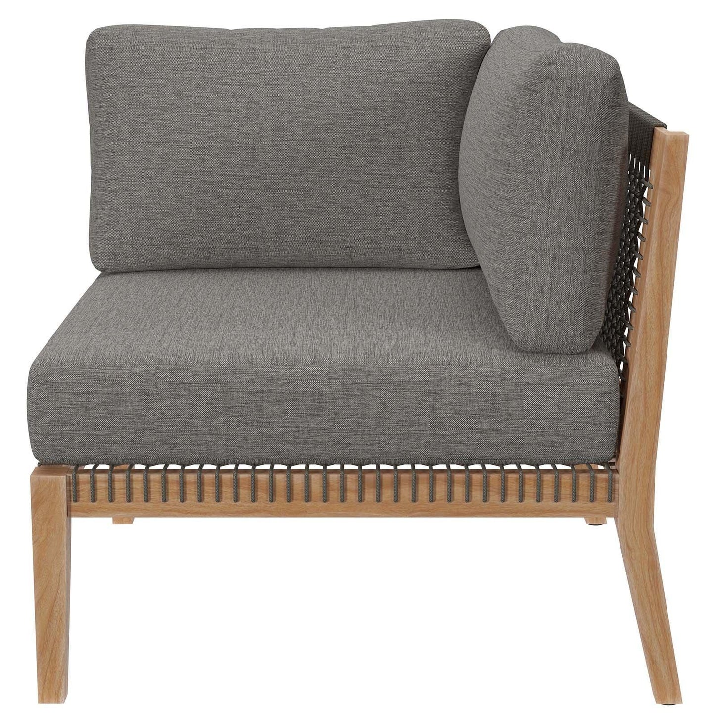 Modway Clearwater Outdoor Patio Teak Wood 4-Piece Sectional Sofa FredCo