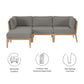 Modway Clearwater Outdoor Patio Teak Wood 4-Piece Sectional Sofa FredCo