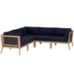 Modway Clearwater Outdoor Patio Teak Wood 5-Piece Sectional Sofa FredCo