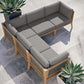 Modway Clearwater Outdoor Patio Teak Wood 5-Piece Sectional Sofa FredCo