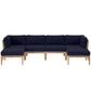 Modway Clearwater Outdoor Patio Teak Wood 6-Piece Sectional Sofa FredCo
