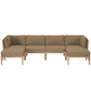 Modway Clearwater Outdoor Patio Teak Wood 6-Piece Sectional Sofa FredCo