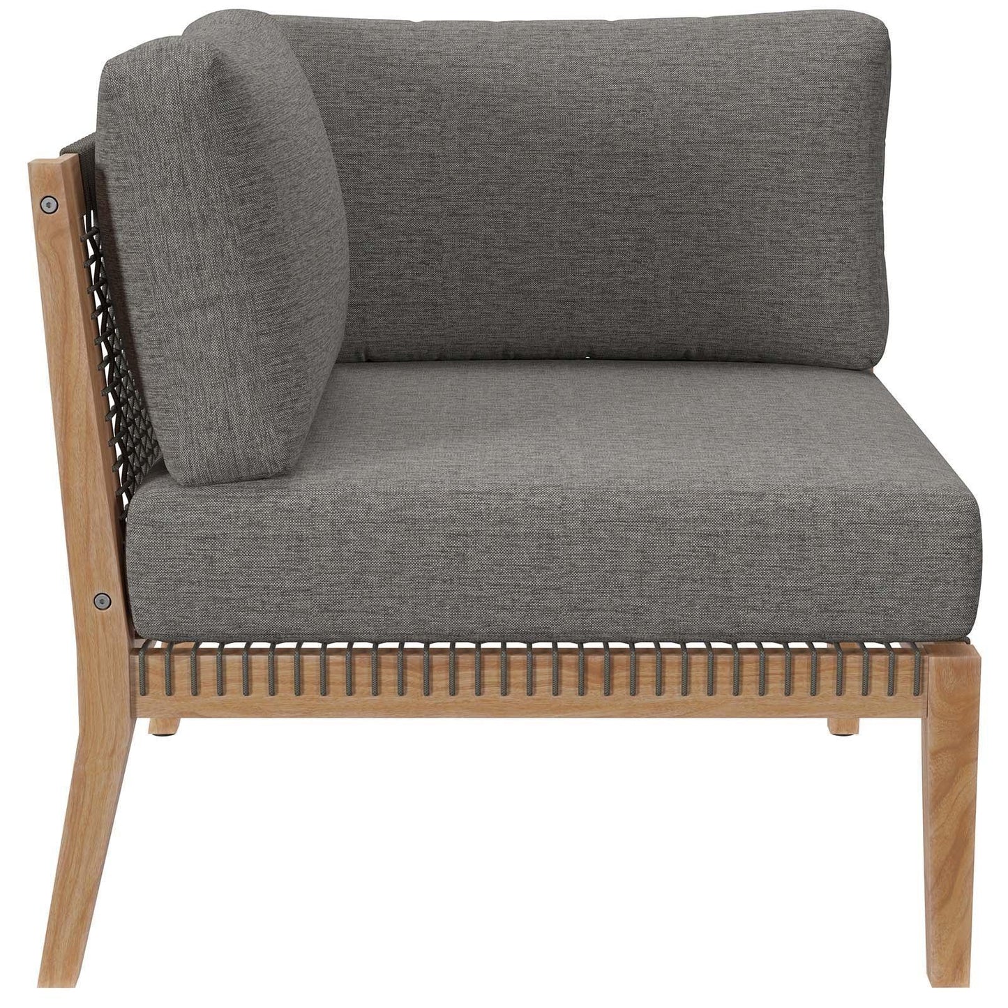 Modway Clearwater Outdoor Patio Teak Wood 6-Piece Sectional Sofa FredCo