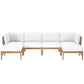 Modway Clearwater Outdoor Patio Teak Wood 6-Piece Sectional Sofa FredCo