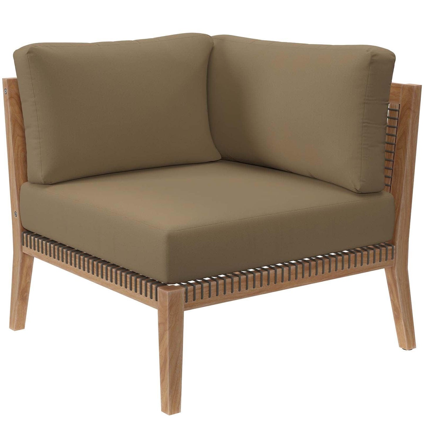 Modway Clearwater Outdoor Patio Teak Wood Corner Chair FredCo