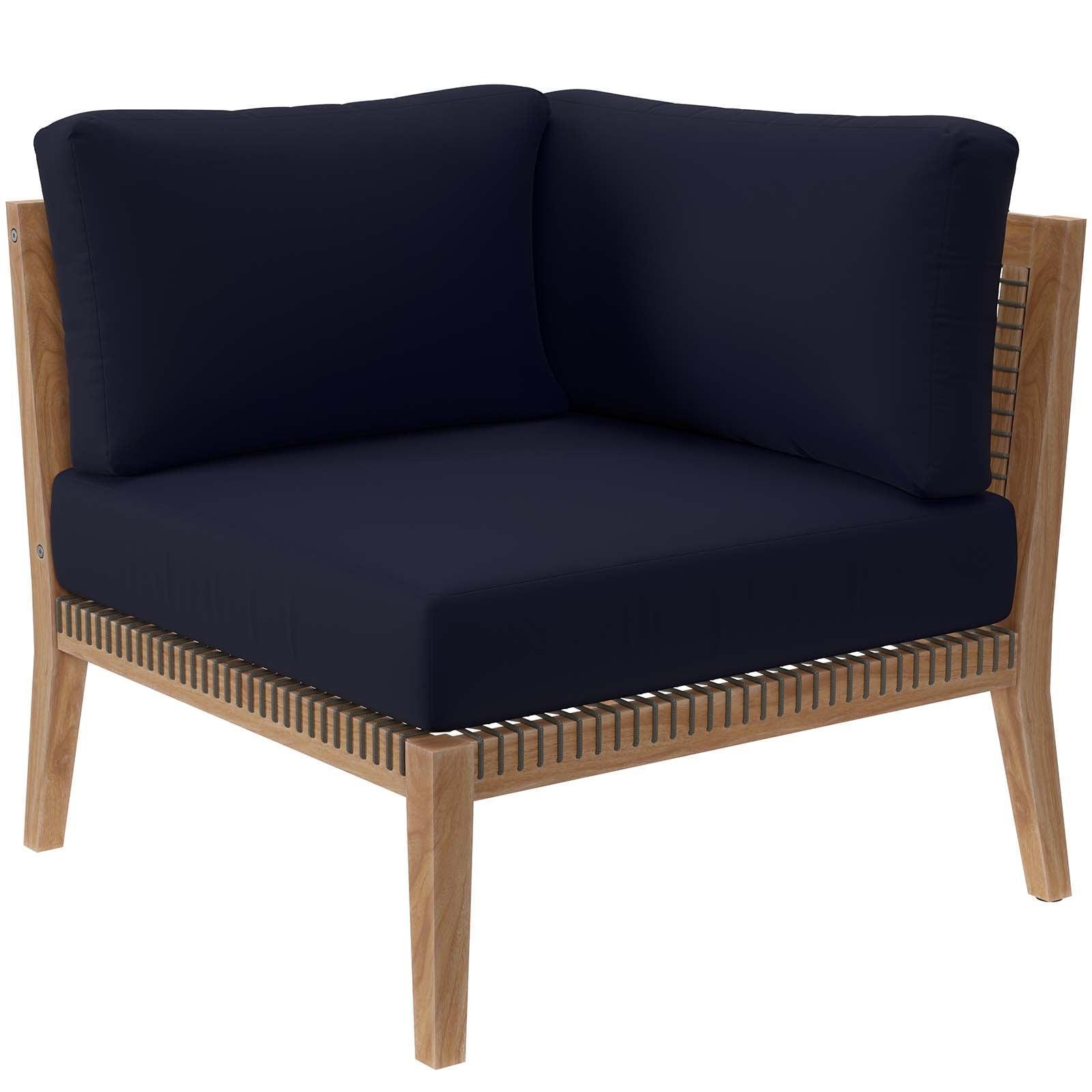 Modway Clearwater Outdoor Patio Teak Wood Corner Chair FredCo