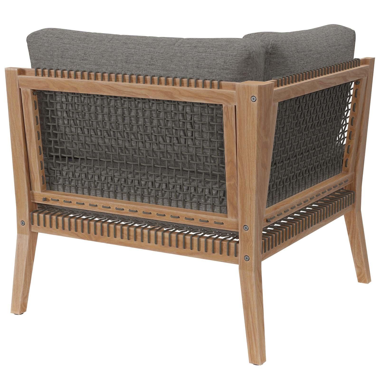Modway Clearwater Outdoor Patio Teak Wood Corner Chair FredCo