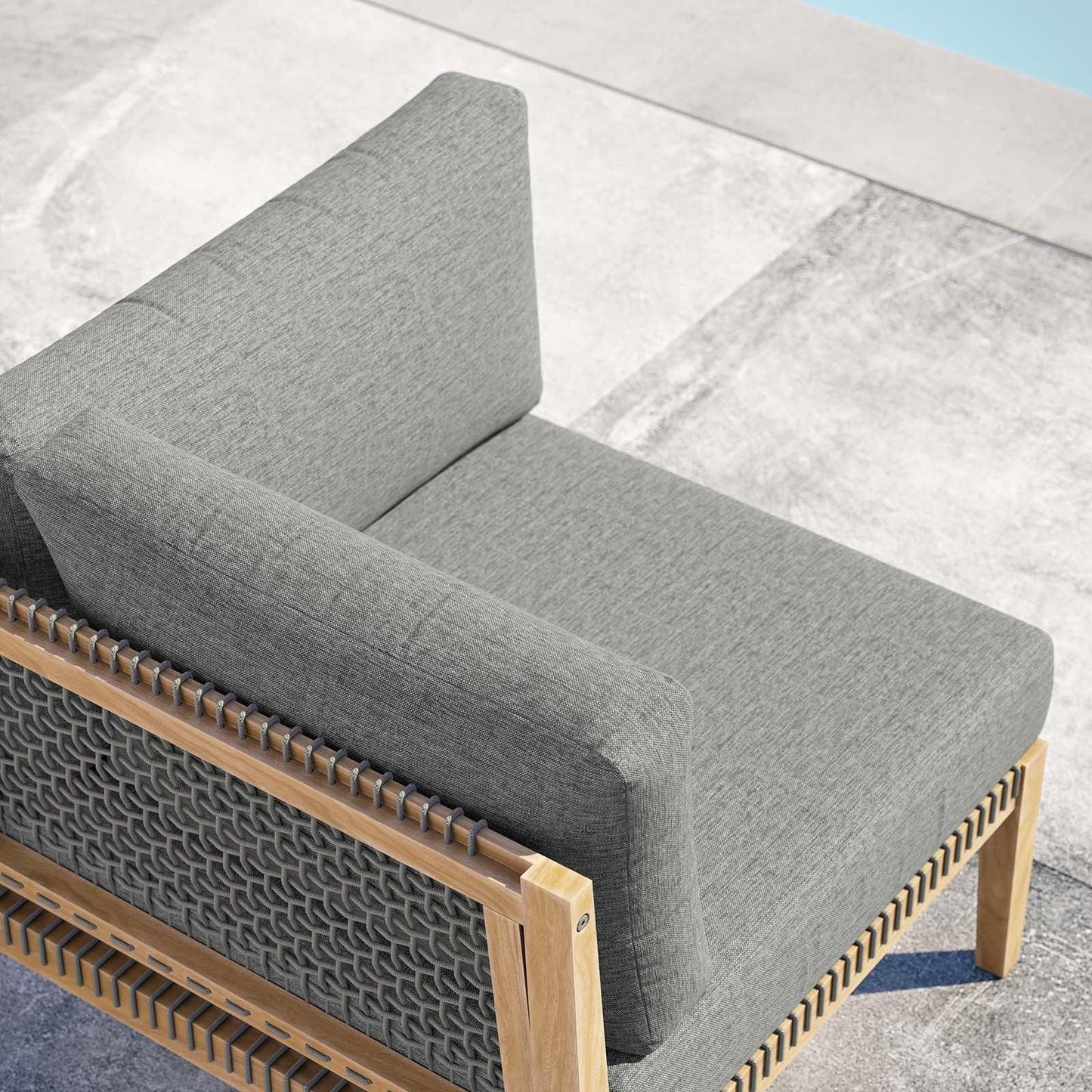 Modway Clearwater Outdoor Patio Teak Wood Corner Chair FredCo