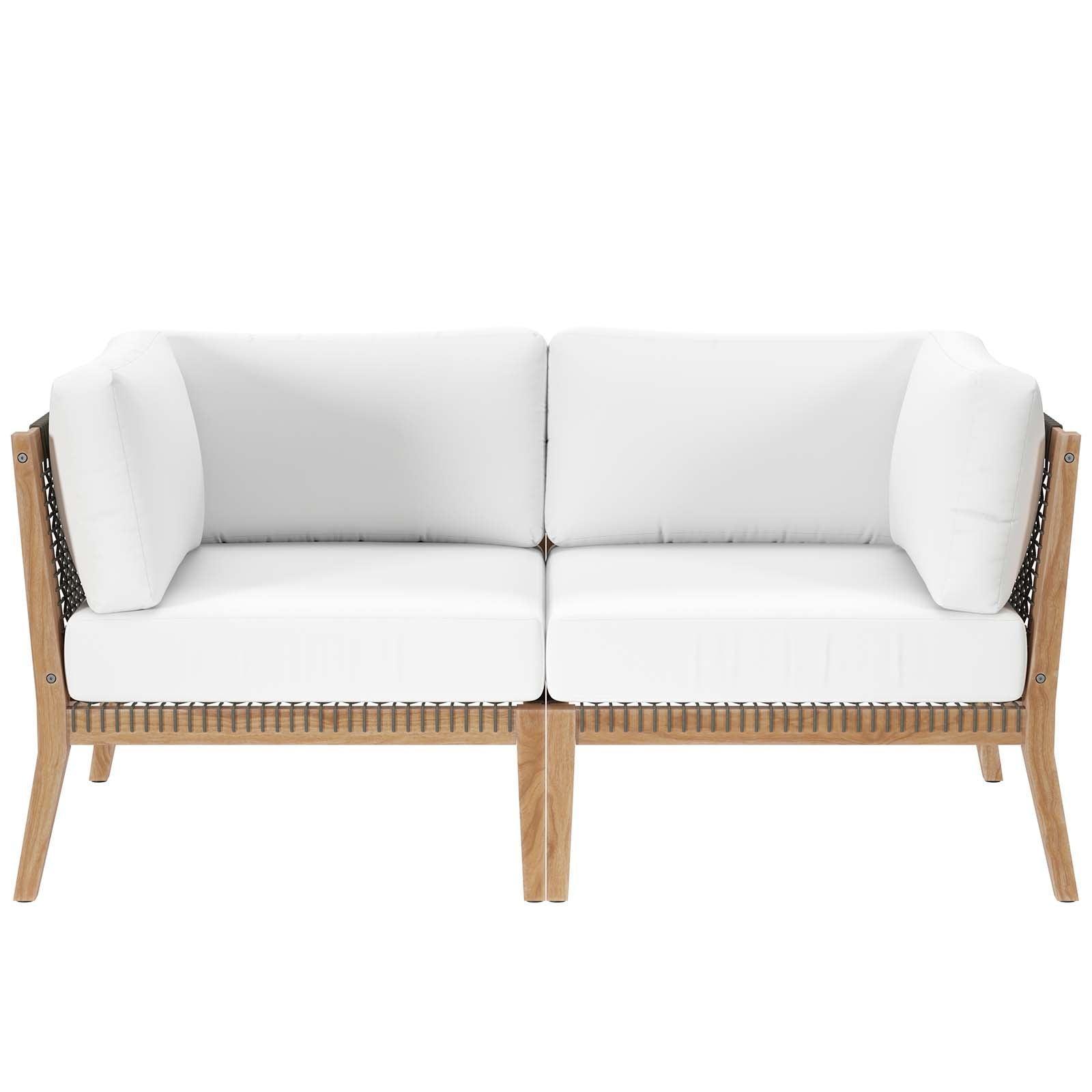 Modway Clearwater Outdoor Patio Teak Wood Loveseat FredCo