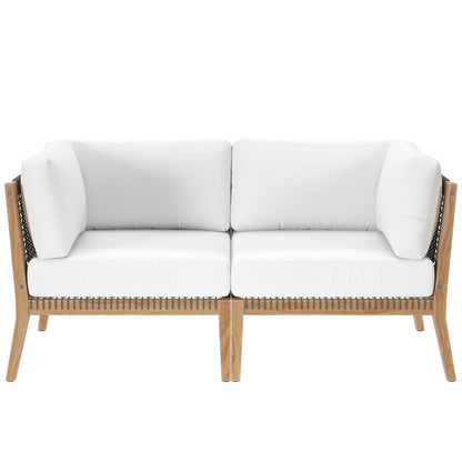 Modway Clearwater Outdoor Patio Teak Wood Loveseat FredCo