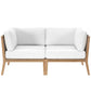 Modway Clearwater Outdoor Patio Teak Wood Loveseat FredCo