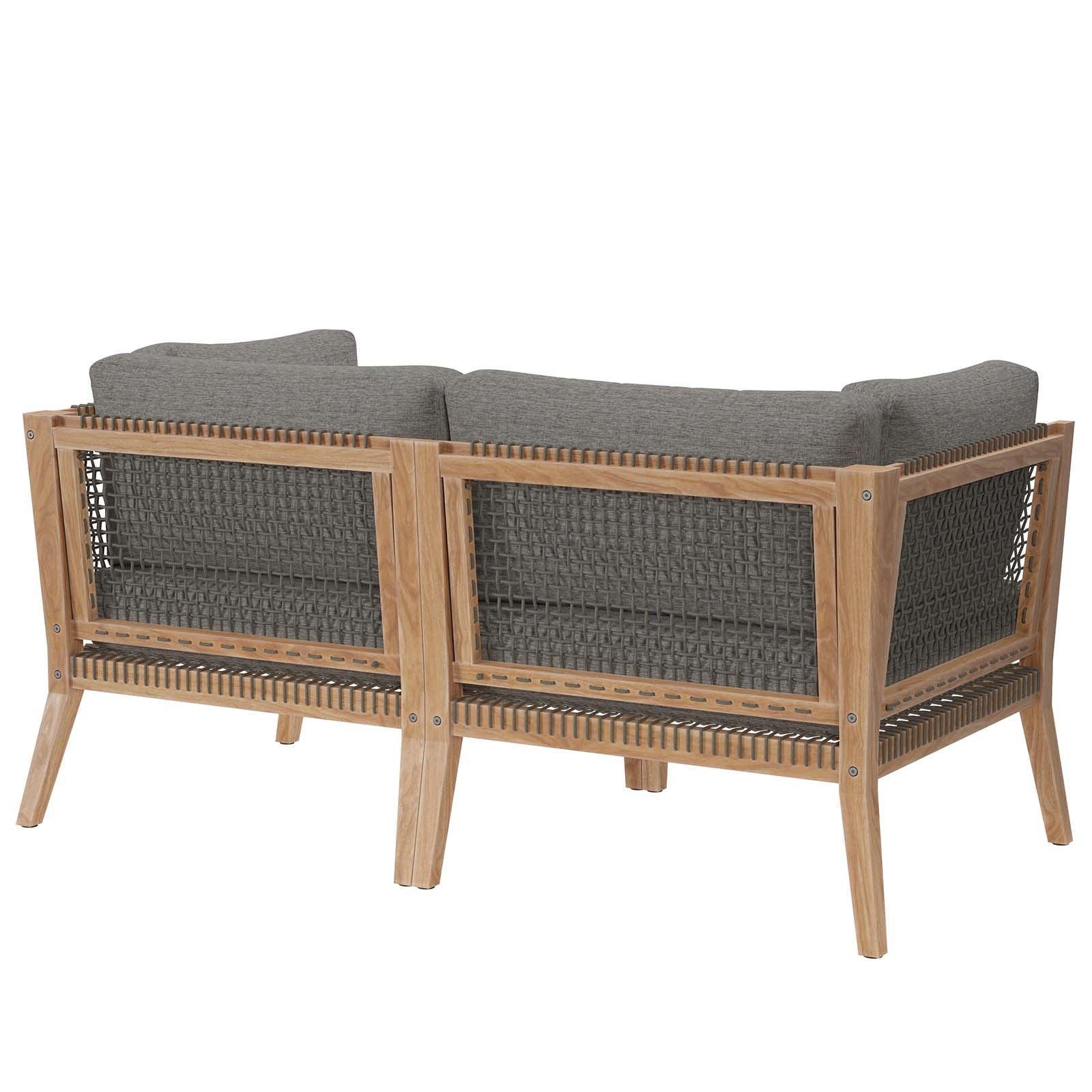 Modway Clearwater Outdoor Patio Teak Wood Loveseat FredCo