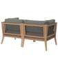 Modway Clearwater Outdoor Patio Teak Wood Loveseat FredCo