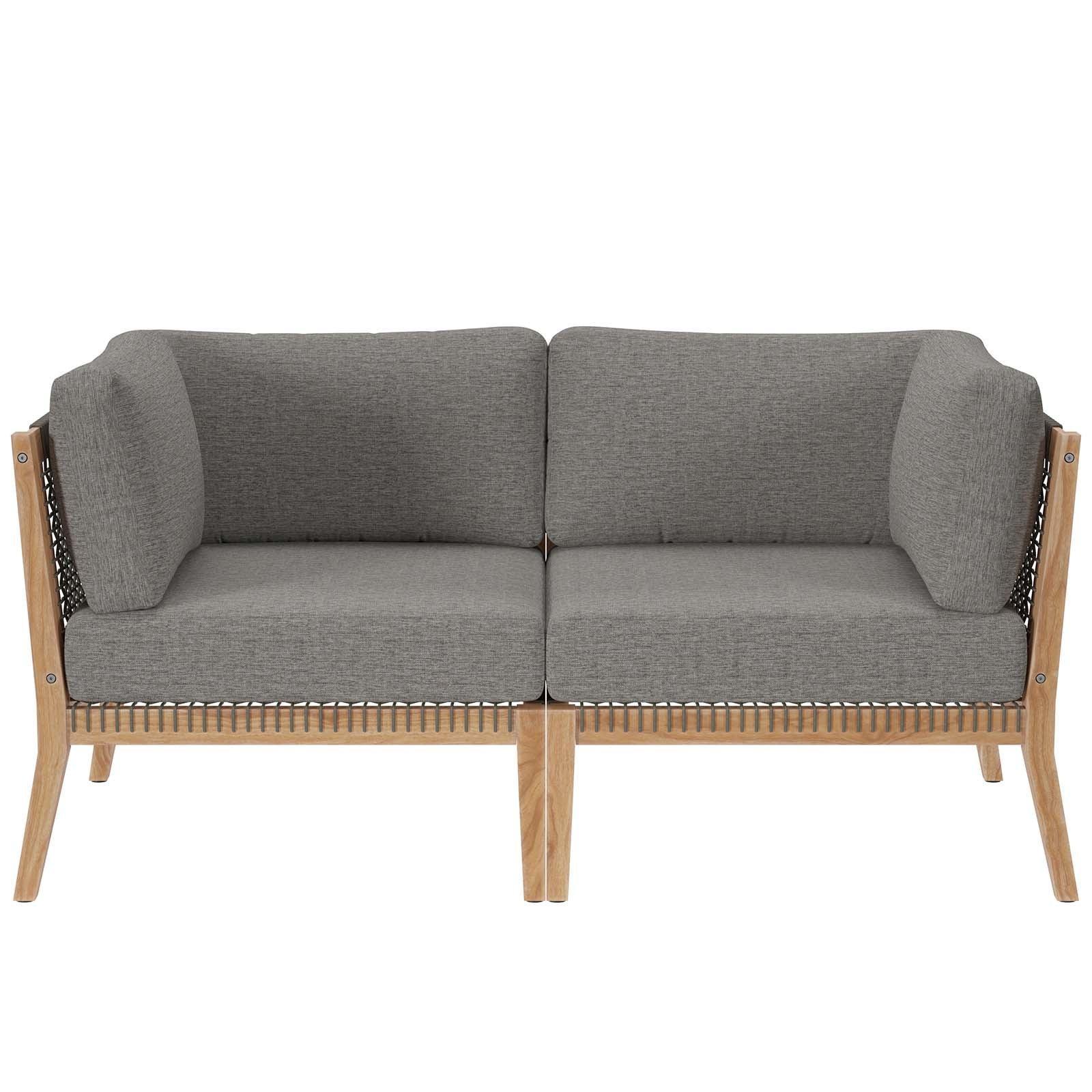 Modway Clearwater Outdoor Patio Teak Wood Loveseat FredCo