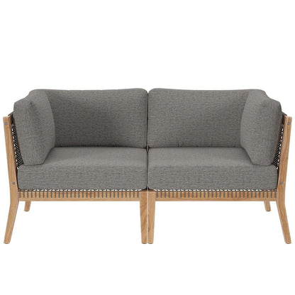 Modway Clearwater Outdoor Patio Teak Wood Loveseat FredCo