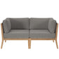 Modway Clearwater Outdoor Patio Teak Wood Loveseat FredCo