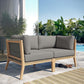Modway Clearwater Outdoor Patio Teak Wood Loveseat FredCo