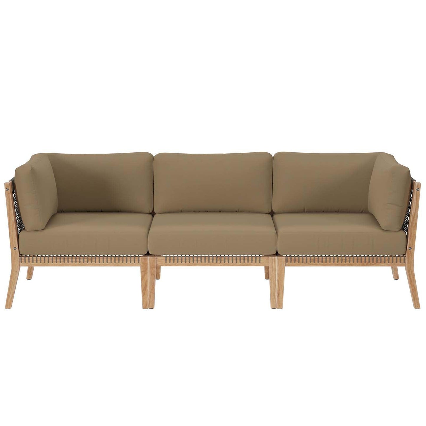 Modway Clearwater Outdoor Patio Teak Wood Sofa FredCo