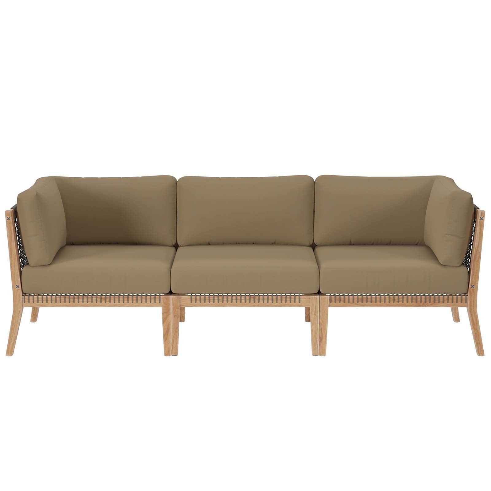 Modway Clearwater Outdoor Patio Teak Wood Sofa FredCo