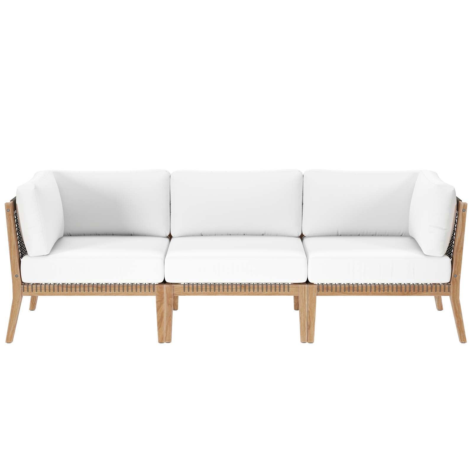 Modway Clearwater Outdoor Patio Teak Wood Sofa FredCo