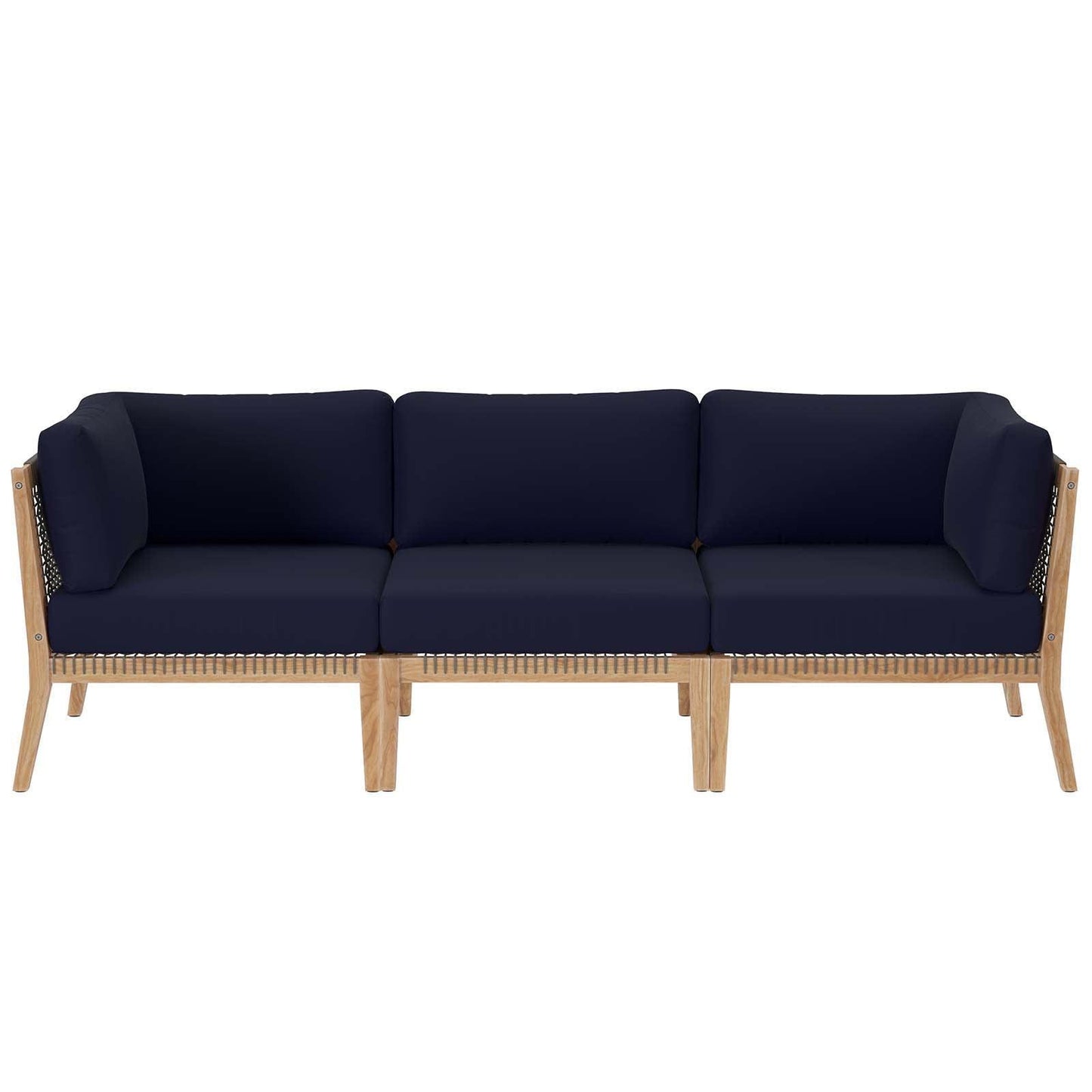 Modway Clearwater Outdoor Patio Teak Wood Sofa FredCo