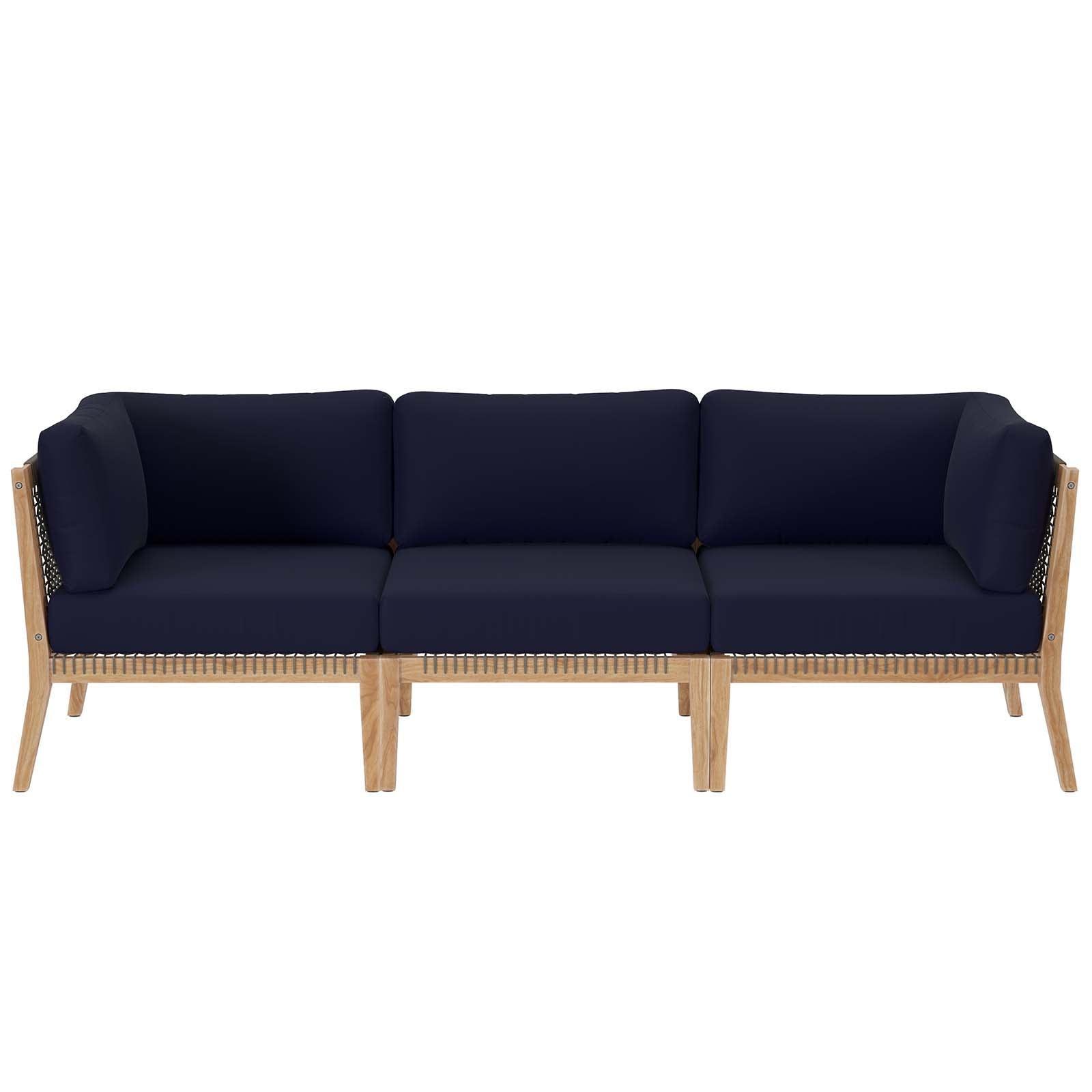 Modway Clearwater Outdoor Patio Teak Wood Sofa FredCo