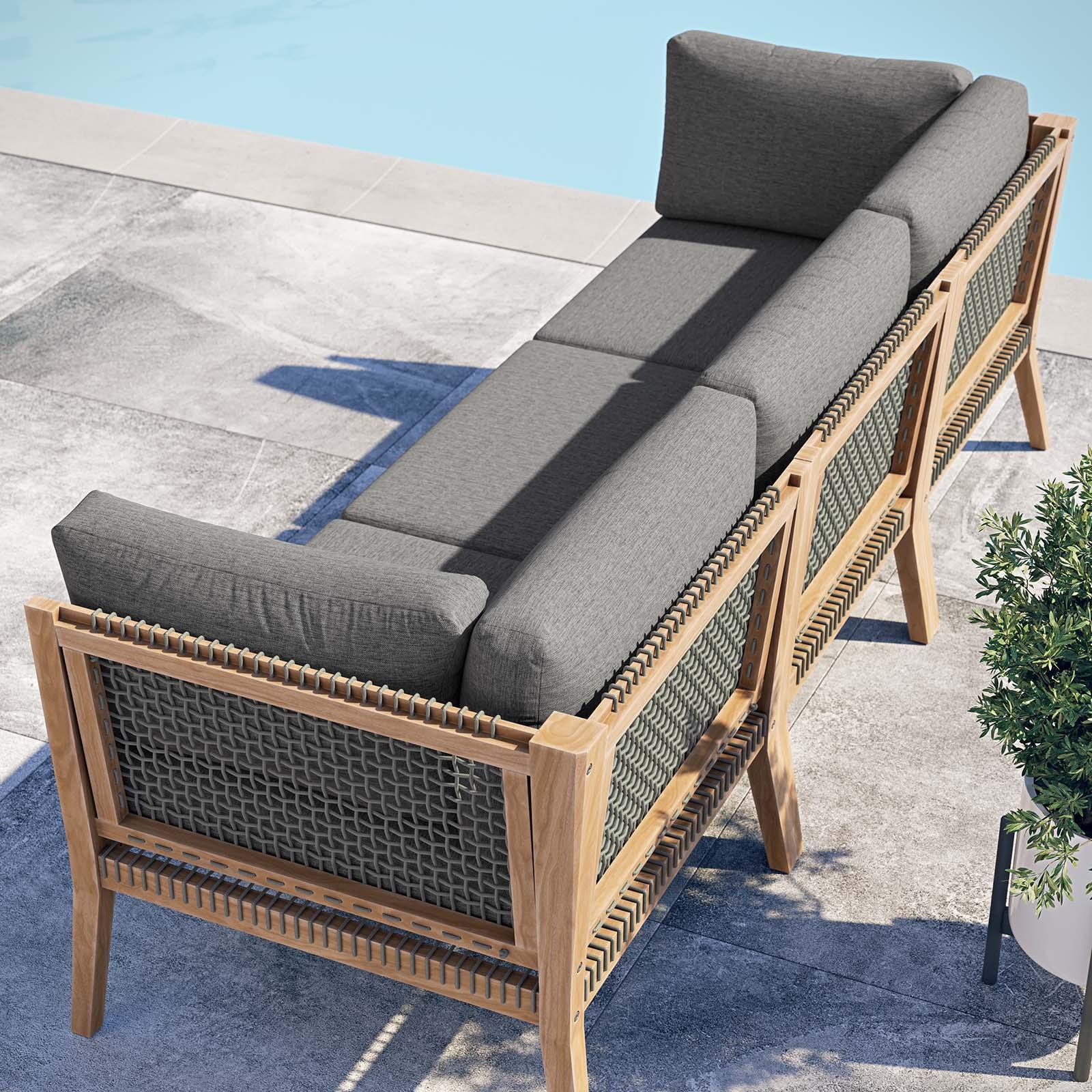 Modway Clearwater Outdoor Patio Teak Wood Sofa FredCo