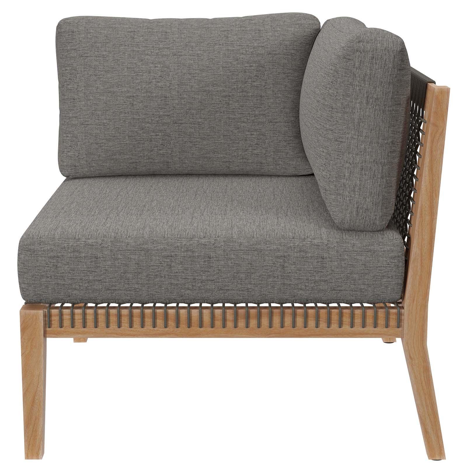 Modway Clearwater Outdoor Patio Teak Wood Sofa FredCo