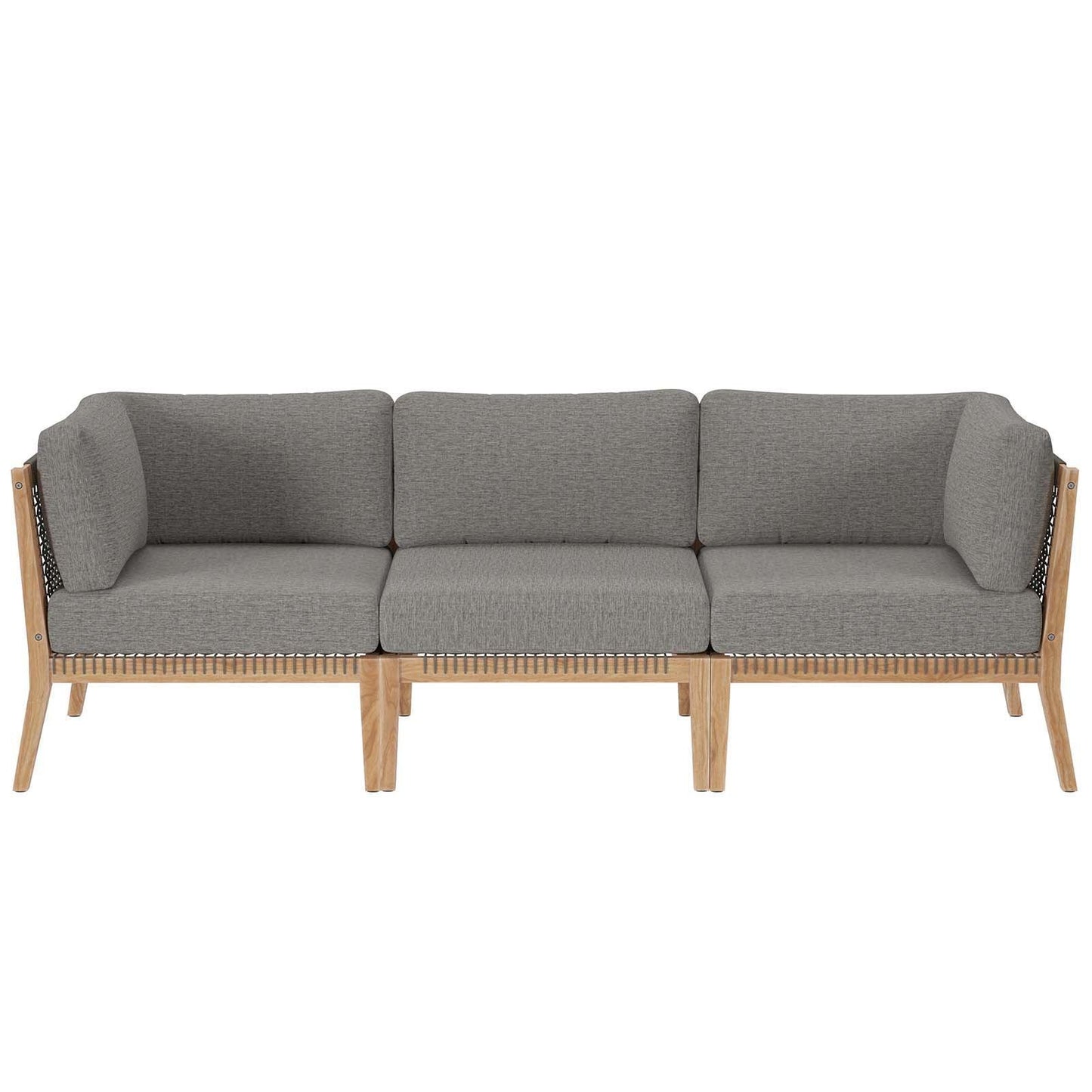 Modway Clearwater Outdoor Patio Teak Wood Sofa FredCo