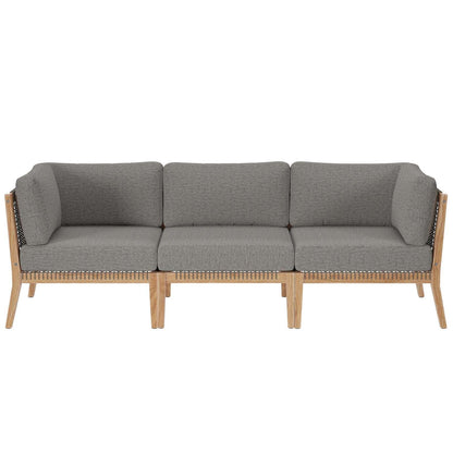 Modway Clearwater Outdoor Patio Teak Wood Sofa FredCo