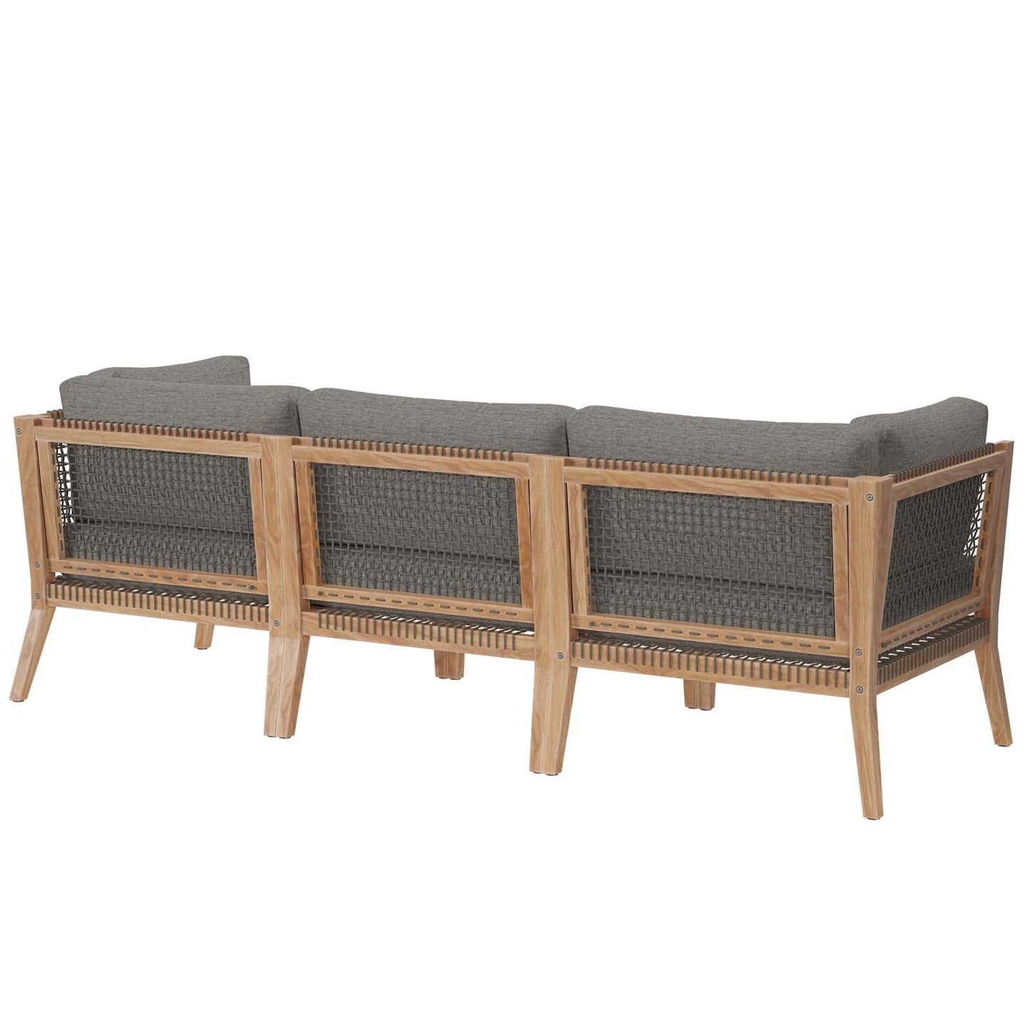 Modway Clearwater Outdoor Patio Teak Wood Sofa FredCo