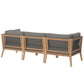 Modway Clearwater Outdoor Patio Teak Wood Sofa FredCo
