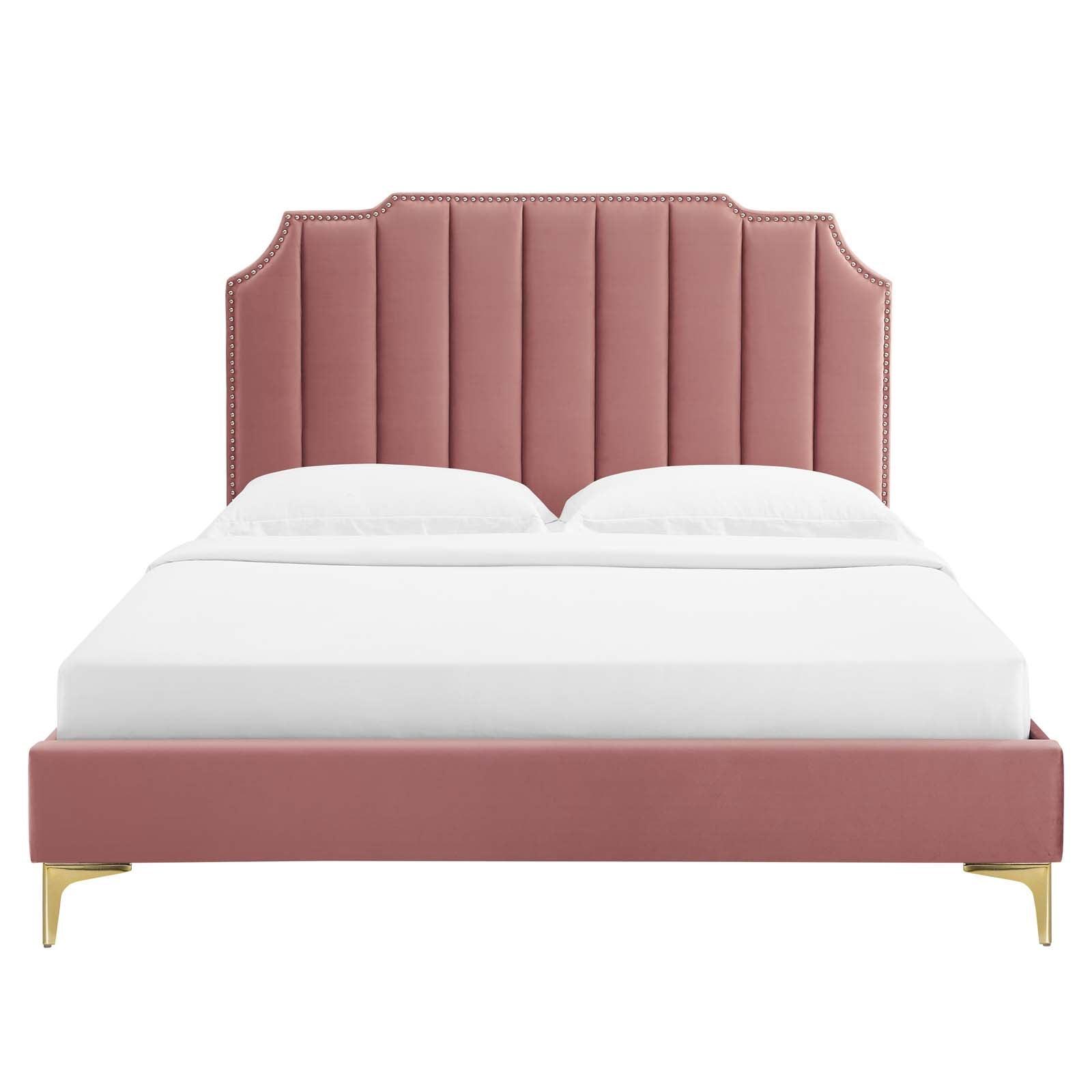 Modway Colette King Performance Velvet Platform Bed FredCo