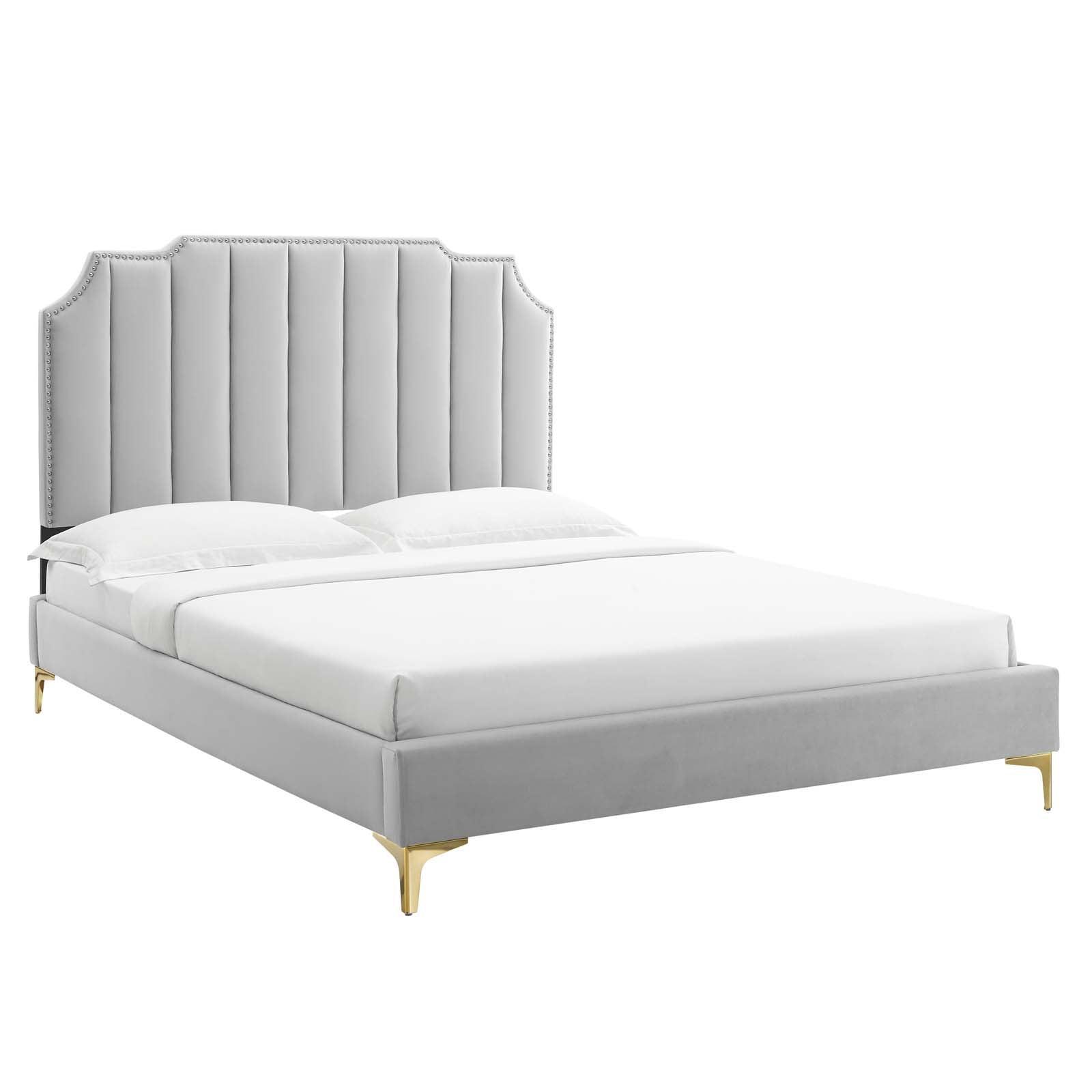Modway Colette King Performance Velvet Platform Bed FredCo