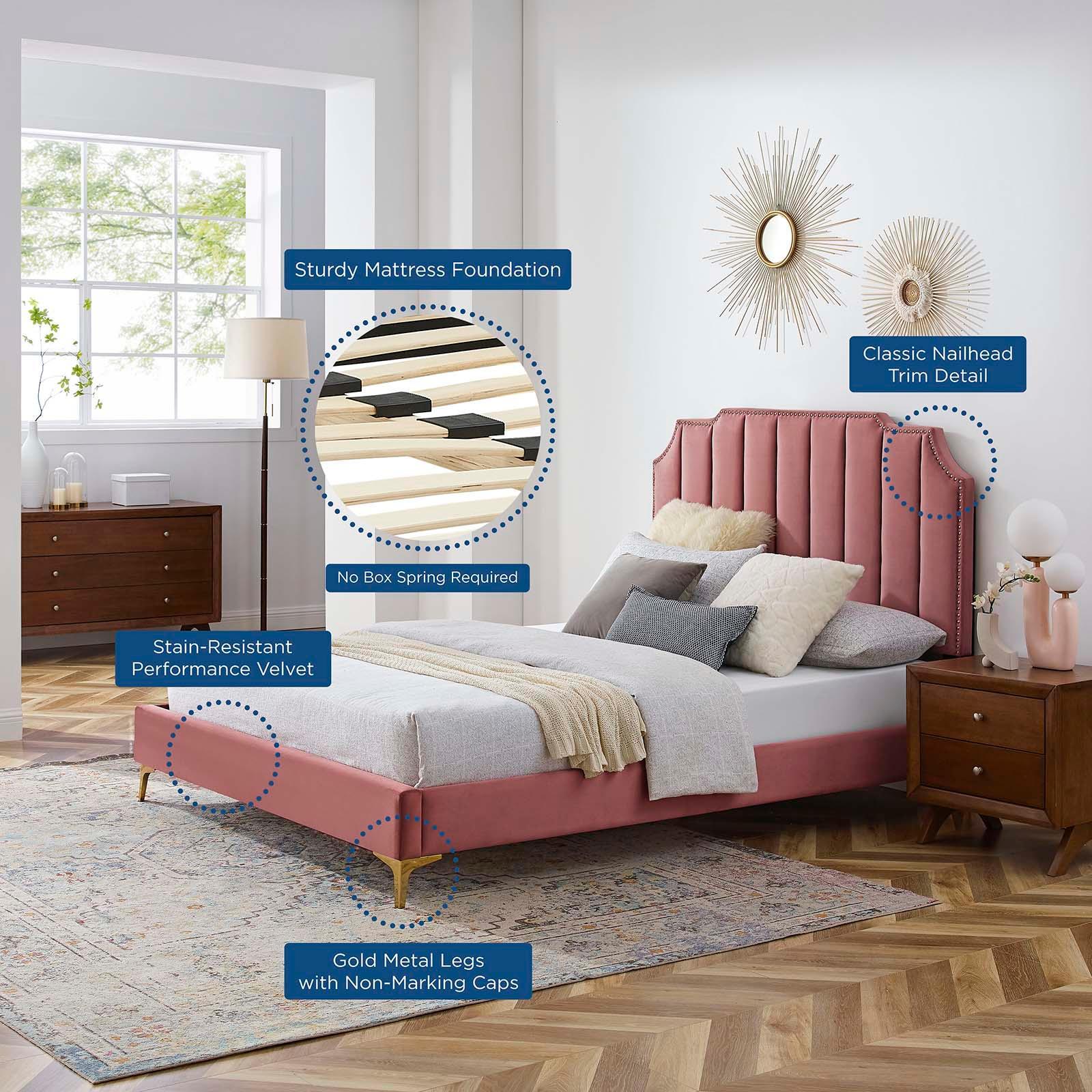 Modway Colette King Performance Velvet Platform Bed FredCo