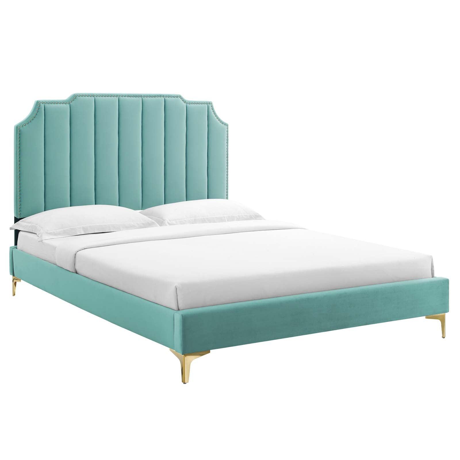 Modway Colette King Performance Velvet Platform Bed FredCo