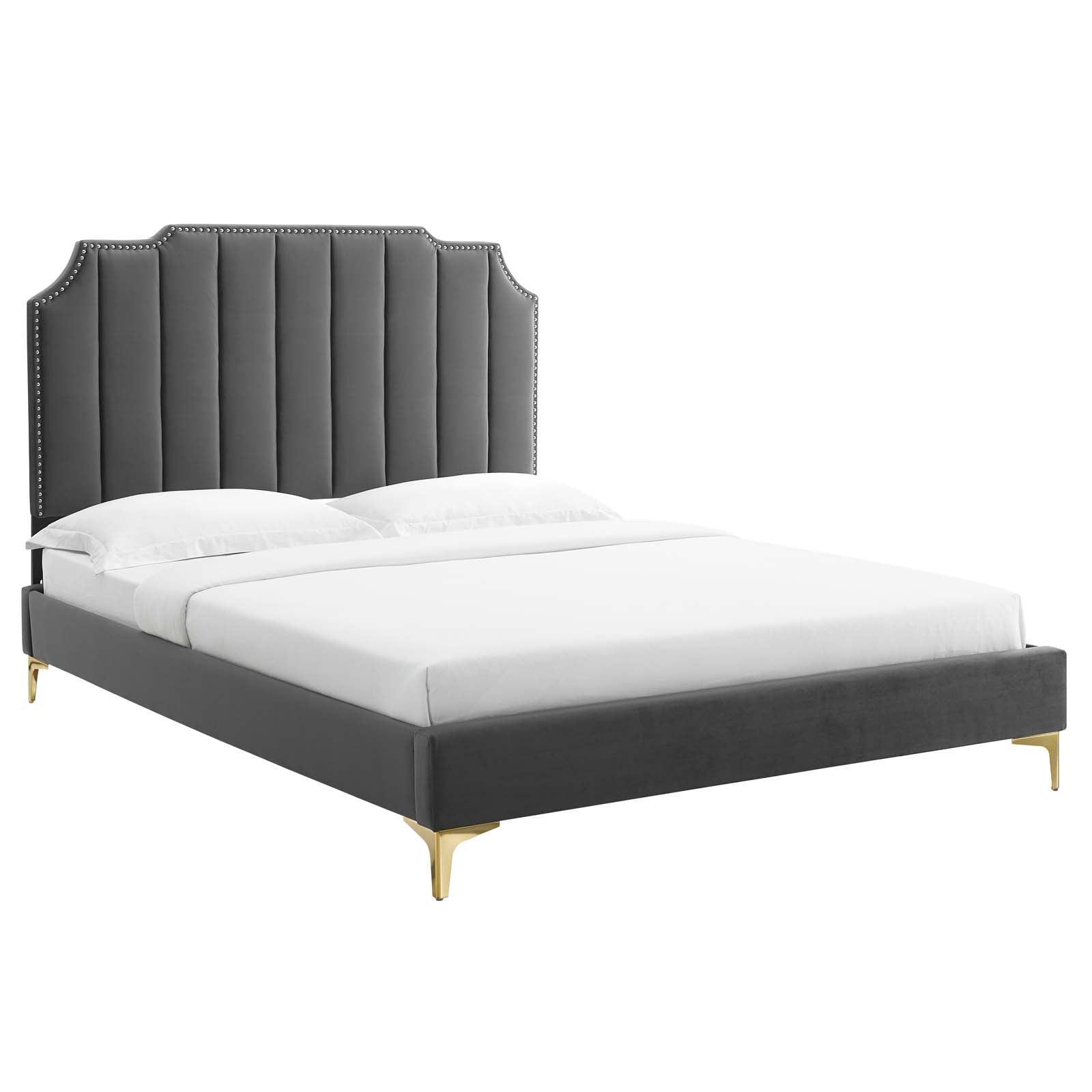 Modway Colette King Performance Velvet Platform Bed FredCo