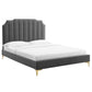Modway Colette King Performance Velvet Platform Bed FredCo
