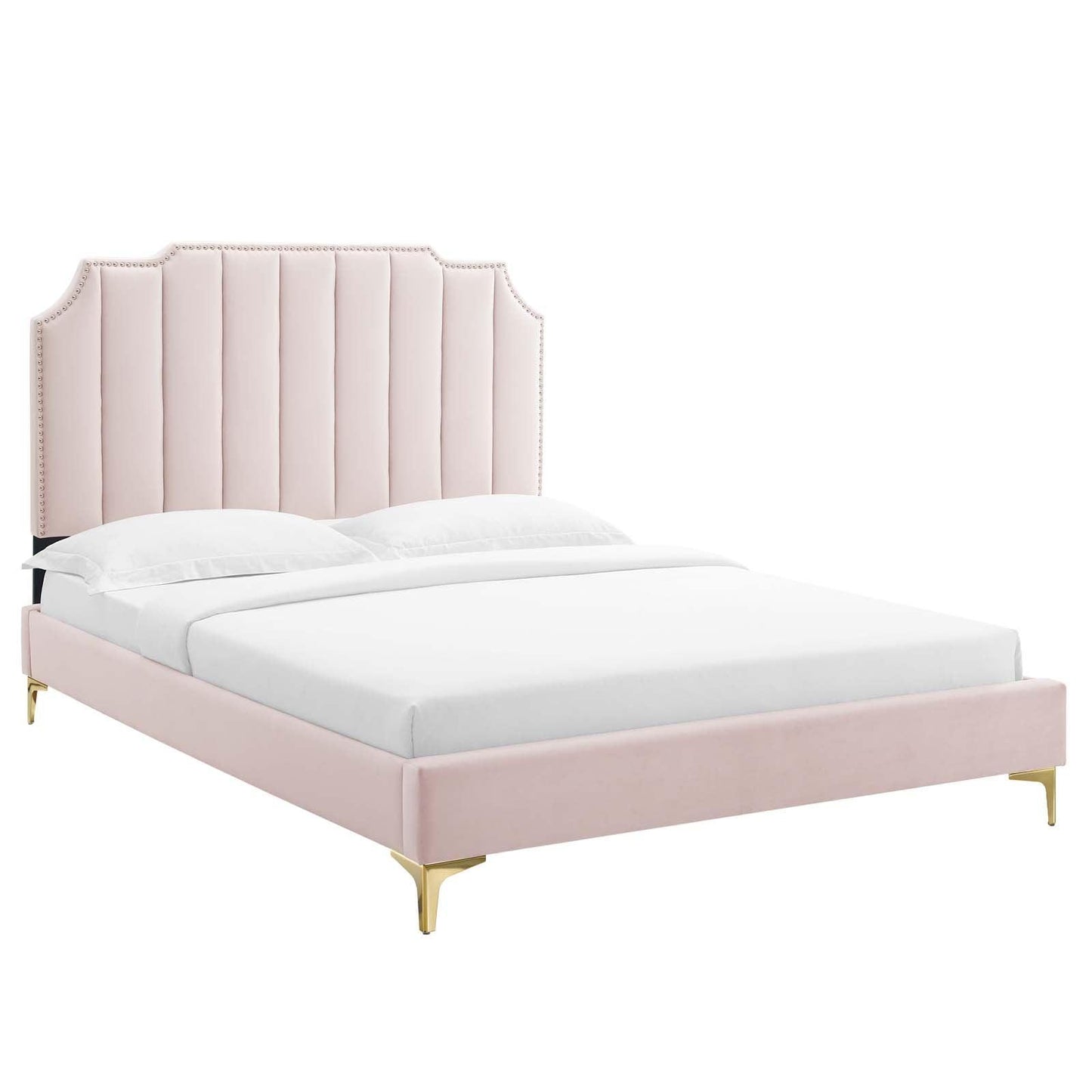 Modway Colette King Performance Velvet Platform Bed FredCo