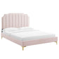 Modway Colette King Performance Velvet Platform Bed FredCo