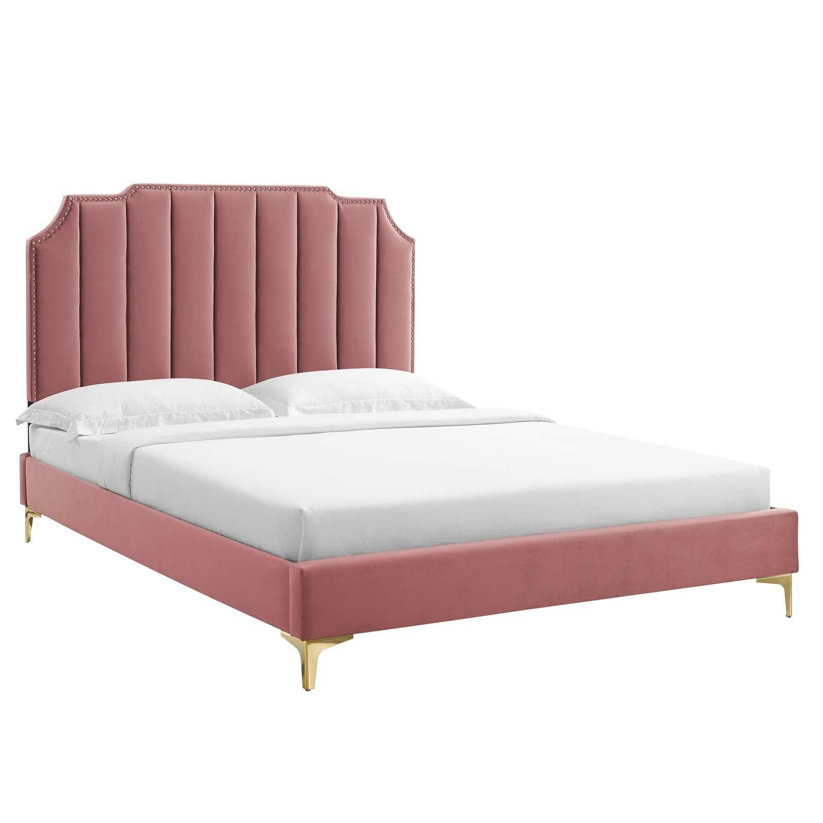 Modway Colette King Performance Velvet Platform Bed FredCo