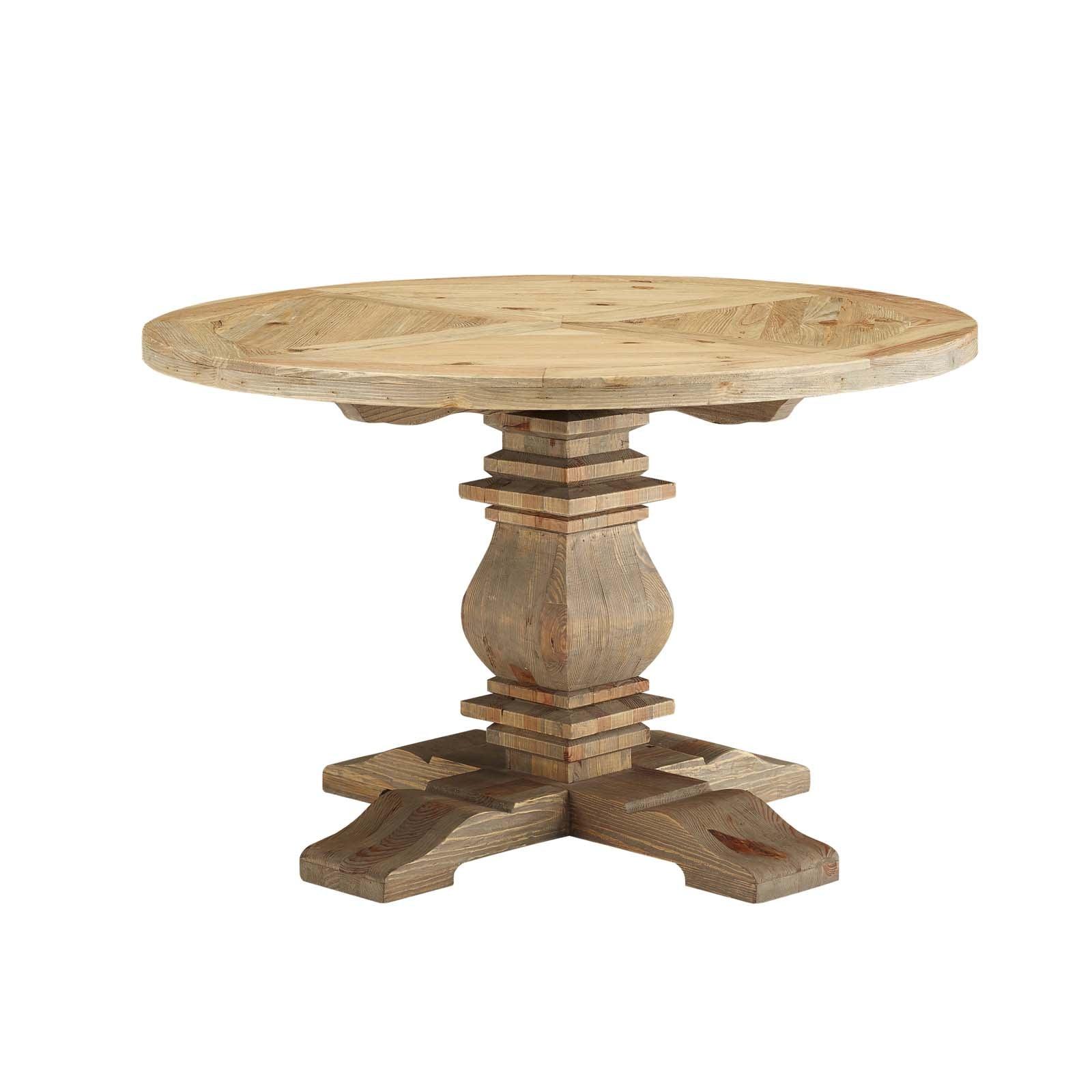 Modway Column 47" Round Pine Wood Dining Table FredCo