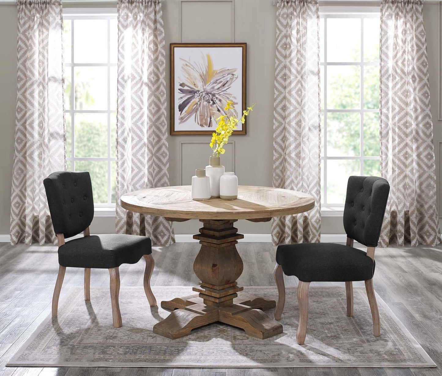 Modway Column 47" Round Pine Wood Dining Table FredCo