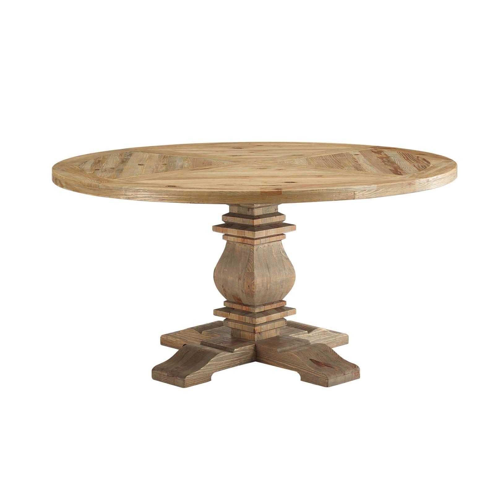 Modway Column 59" Round Pine Wood Dining Table FredCo