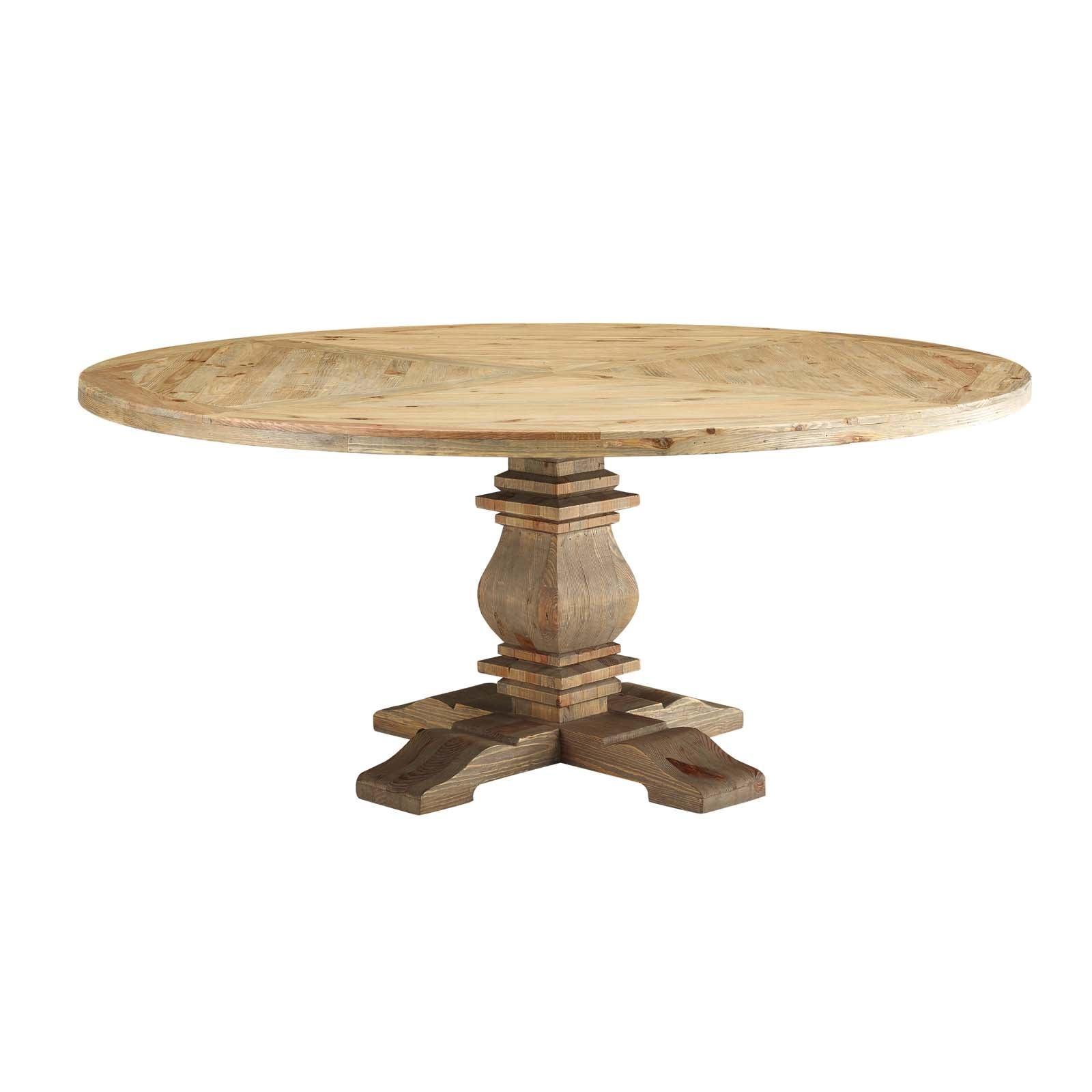 Modway Column 71" Round Pine Wood Dining Table FredCo